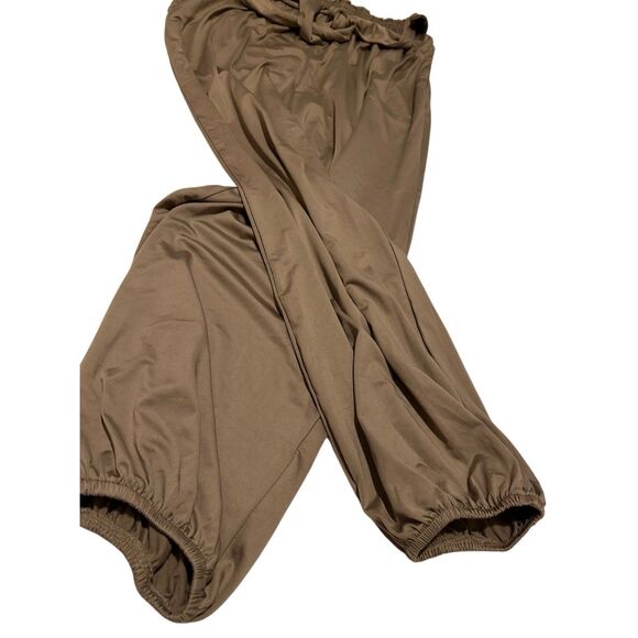 Tarse Slip On Tan Activewear Leisure Tie Pants Women’s Size M Designer Johnny NW - Picture 5 of 12